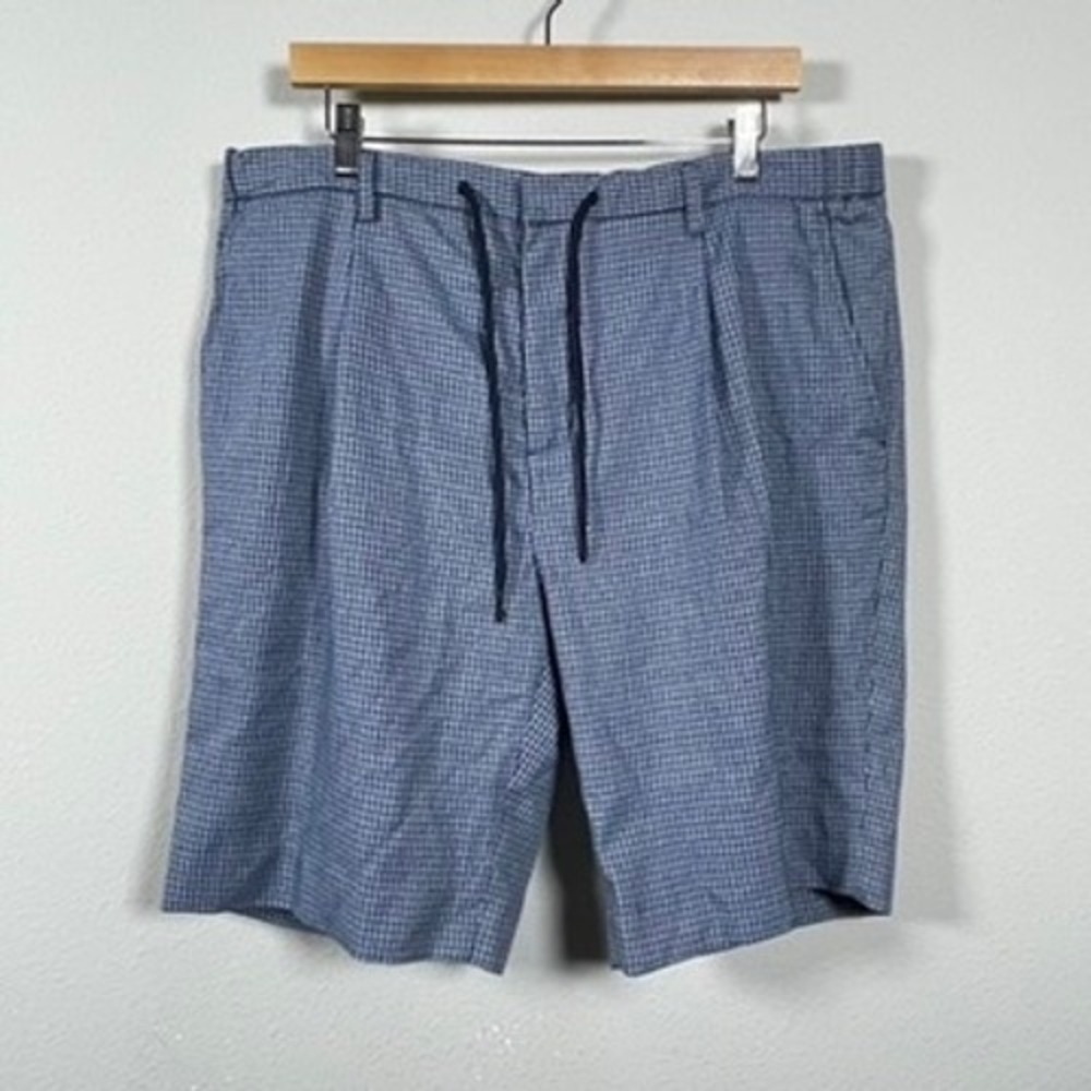 Scotch & Soda‎ Shorts Mens Blue 38 Micro Houndstooth Drawstring Elastic Waist